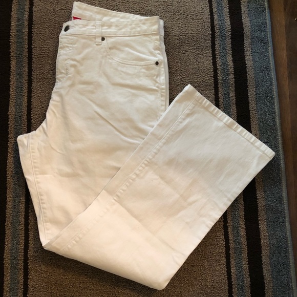 Smiths Dungarees White Bootcut Jeans Stretch Sz 16 - Picture 1 of 8